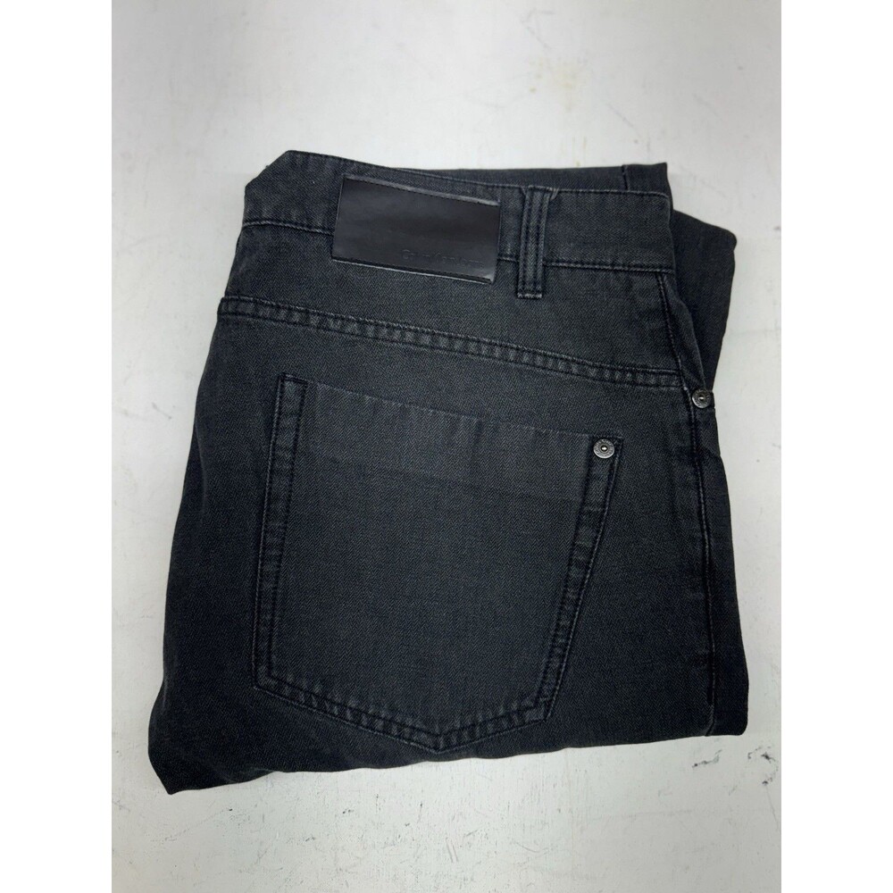 Calvin Klein Black Denim Jeans Straight Leg Herringbone Stretch Measures 34x32